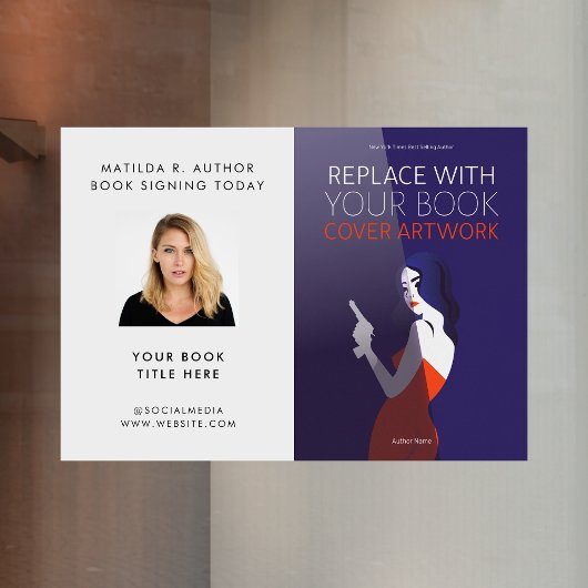 Boektekening | Promotie auteur Book Hoesje Raamsticker