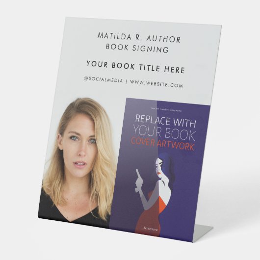 Boektekening | Promotie auteur Book Hoesje Reclamebord Met Voetstuk (Voorkant)