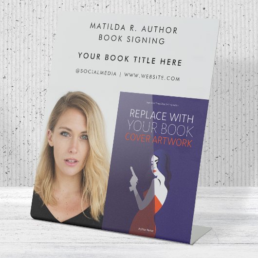 Boektekening | Promotie auteur Book Hoesje Reclamebord Met Voetstuk