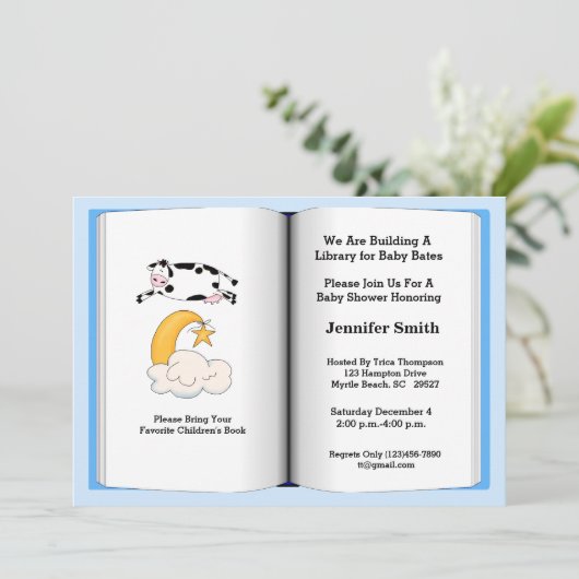 Boekthema Baby shower Uitnodiging (Boy) (Staand voorkant)