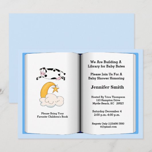 Boekthema Baby shower Uitnodiging (Boy) (Voorkant / Achterkant)