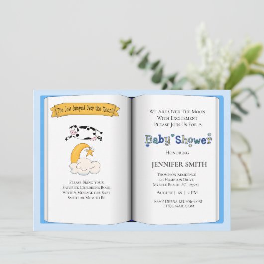 Boekthema Baby shower Uitnodiging (Boy) (Staand voorkant)