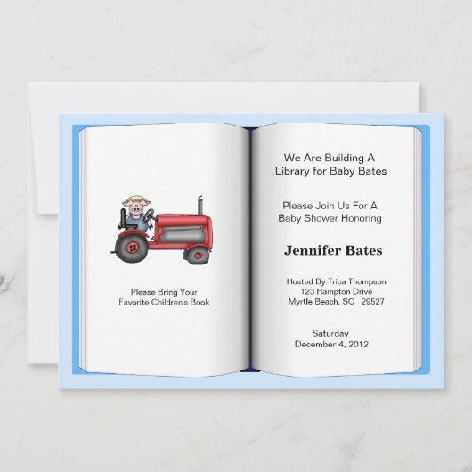 Boekthema Baby shower Uitnodiging (Boy) (Voorkant)