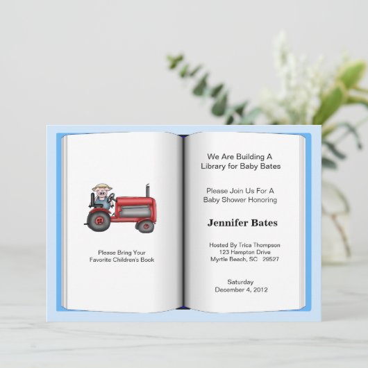 Boekthema Baby shower Uitnodiging (Boy) (Staand voorkant)