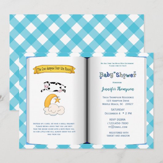 Boekthema Baby shower Uitnodiging (Boy) (Voorkant / Achterkant)