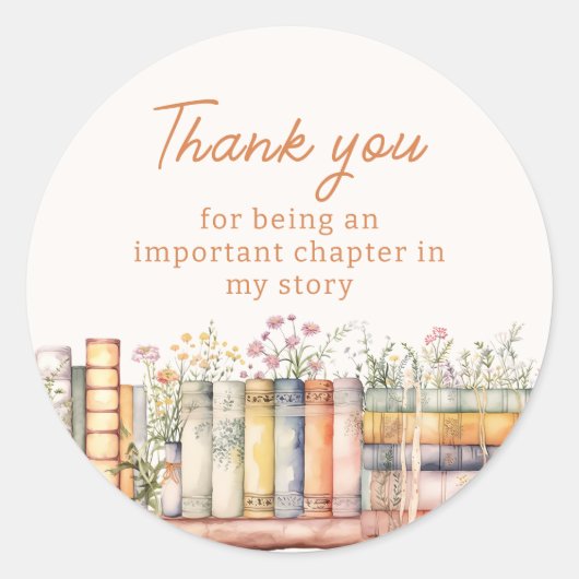 Boekthema Bedankt Classic Round Sticker (Voorkant)