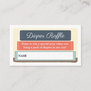 Boekthema Bibliotheek Baby shower Diaper Raffle Informatiekaartje