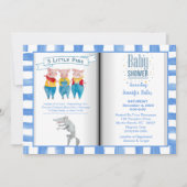 Boekthema Drie Little Pigs Blue Baby shower Kaart (Voorkant)