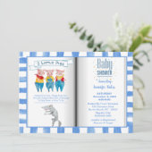Boekthema Drie Little Pigs Blue Baby shower Kaart (Staand voorkant)