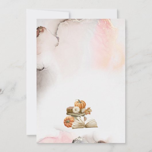 Boekthema Herfst Baby shower Uitnodiging pompoen (Achterkant)