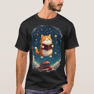 Boektok Kosmische Kat Lezen in de Ruimte Sterrenbe T-shirt