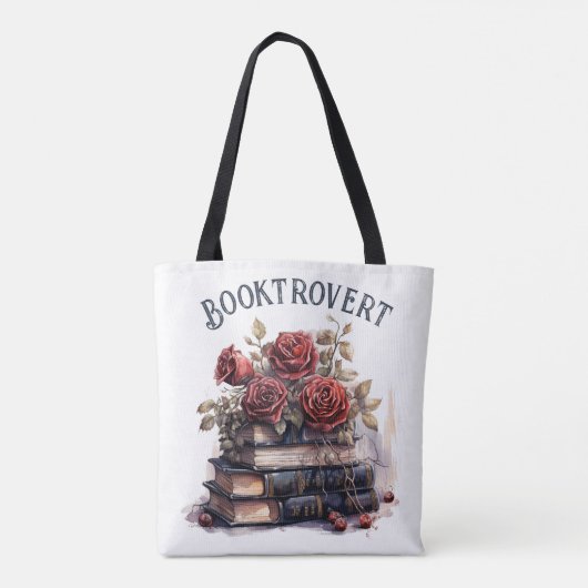 Boektrovert, boekenliefhebber tote bag (Achterkant)