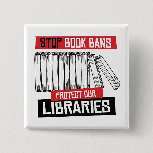 Boekverboden stoppen Libraries beschermen Vierkante Button 5,1 Cm (Voorkant)
