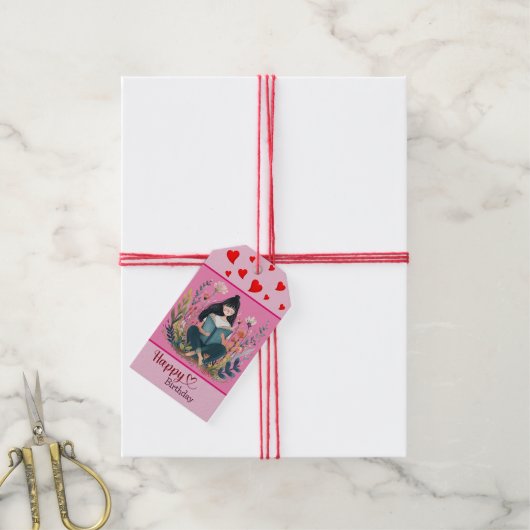 Boekverjaardagswensen  cadeaulabel (Met Touw)