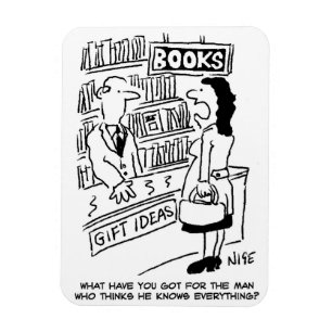 Boekverkoper in een bookshop met klant magneet