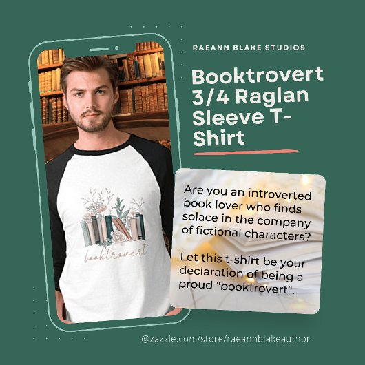 Boekverslaafde 3/4 Raglan Mouw T-Shirt