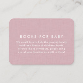 Boekverzoek baby shower eenvoudig roze linnen informatiekaartje