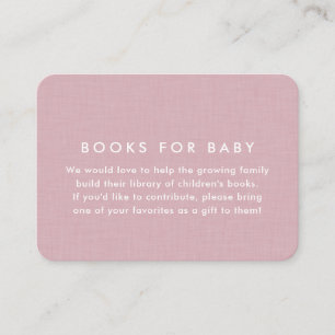 Boekverzoek baby shower eenvoudig roze linnen informatiekaartje