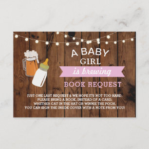 Boekverzoek Bier Baby Shower Meisje Fles Hout Kaart