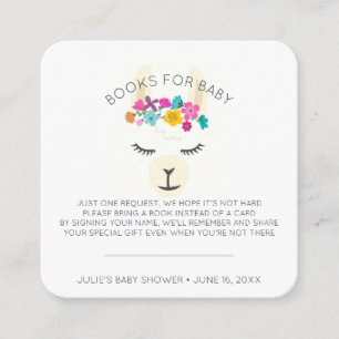 Boekverzoek Bloemige Lama Baby Shower Insteekkaa Informatiekaartje