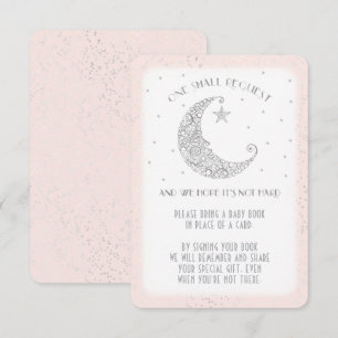 Boekverzoek Maan Ster Baby Shower Zilver Roze Kaart
