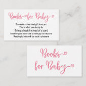 Boekverzoek Roze Meisje Baby Shower Uitnodiging Informatiekaartje (Voorkant / Achterkant)
