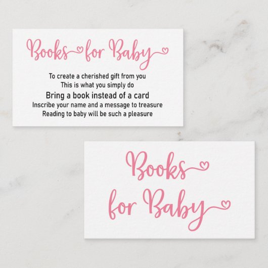 Boekverzoek Roze Meisje Baby Shower Uitnodiging Informatiekaartje (Voorkant / Achterkant)