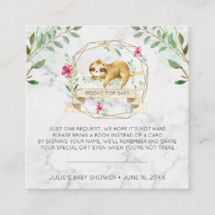Boekverzoek   Tropische Luiaard Baby Shower Informatiekaartje