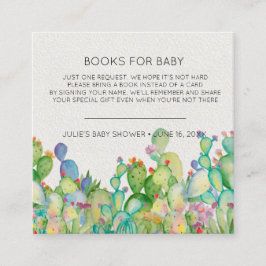Boekverzoek | Waterverf Cacti Baby Shower Insteekk Informatiekaartje