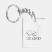 Boekvolle kat silhouet lezen vibes sleutelhanger (Voorkant Links)