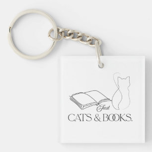 Boekvolle kat silhouet lezen vibes sleutelhanger