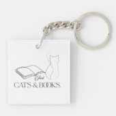 Boekvolle kat silhouet lezen vibes sleutelhanger (Achterkant)