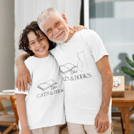 Boekvolle kat silhouet lezen vibes t-shirt