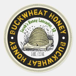 Boekweit honing Gepersonaliseerd honingkarretje Ronde Sticker