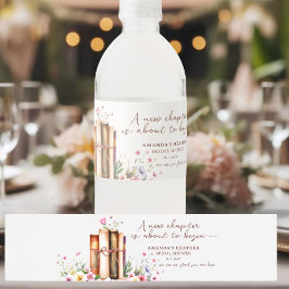 Boekwinkel Aquarel Wilde Bloem Bruidsfeestje Waterfles Etiket