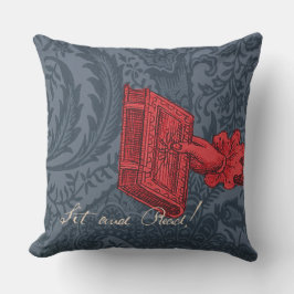 Boekwinkel, bibliotheek, leeshoek Blauw/Rood Kussen
