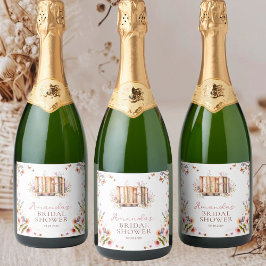 Boekwinkel Bloemen Wilde Bloemen Bruidsfeest Sparkling Wijnetiket