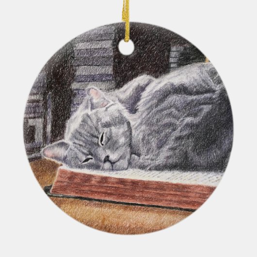 Boekwinkel Cat Keramisch Ornament (Achterkant)