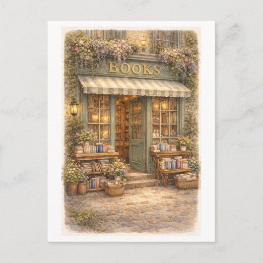 Boekwinkel in vintage stijl briefkaart (Voorkant)