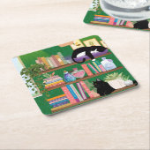 Boekwinkel katten kartonnen onderzetters (Schuin)