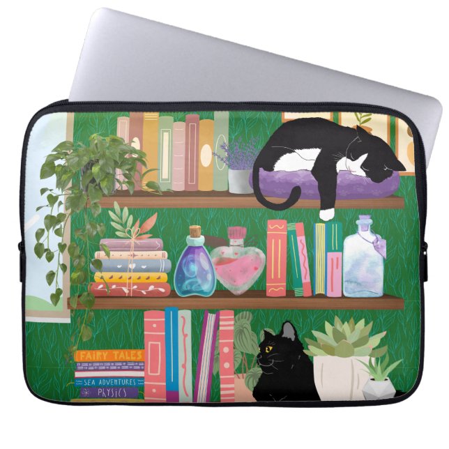 Boekwinkel katten laptop sleeve (Voorkant)
