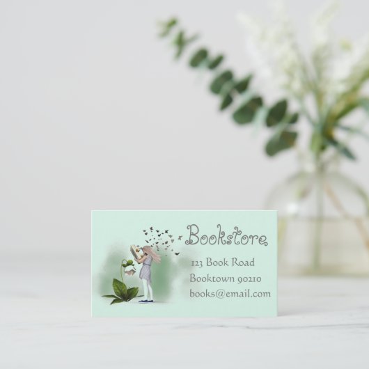 Boekwinkel, kinder boekhandel of onlineboeken visitekaartje (Staand voorkant)