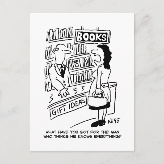 Boekwinkel Klant vraagt verkoper een vraag Briefkaart (Voorkant)