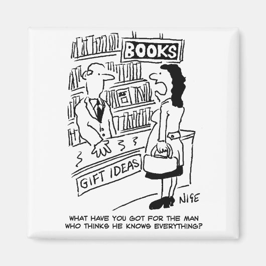 Boekwinkel Klant vraagt verkoper een vraag Magneet (Voorkant)