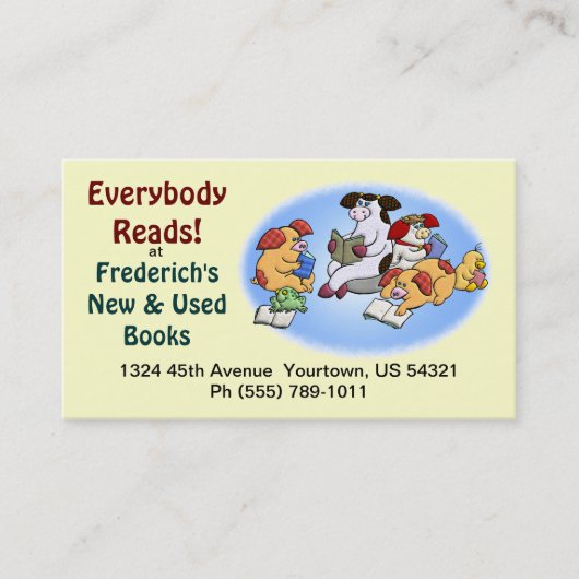 Boekwinkel of bibliotheek visitekaartje (Voorkant)