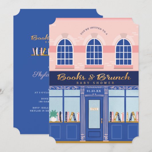  boekwinkelboeken en Baby shower in Brunch Kaart (Voorkant / Achterkant)