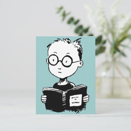 boekworm briefkaart (Staand voorkant)