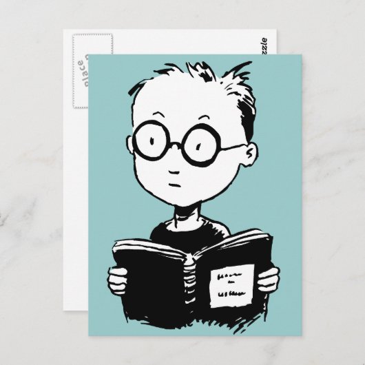 boekworm briefkaart (Voorkant / Achterkant)