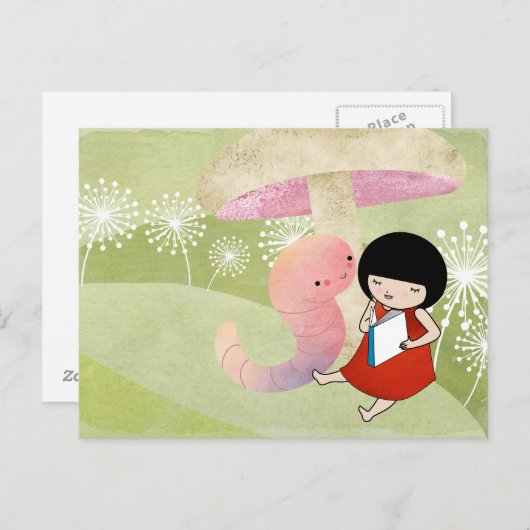 boekworm briefkaart (Voorkant / Achterkant)