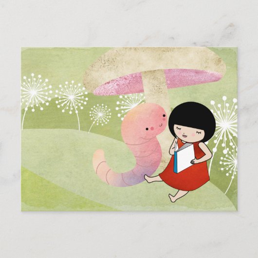 boekworm briefkaart (Voorkant)